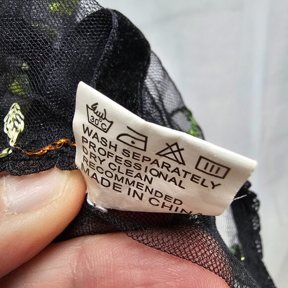 Unbranded Bodysuit Black Mesh Floral Fairy Sheer S - Picture 6 of 7